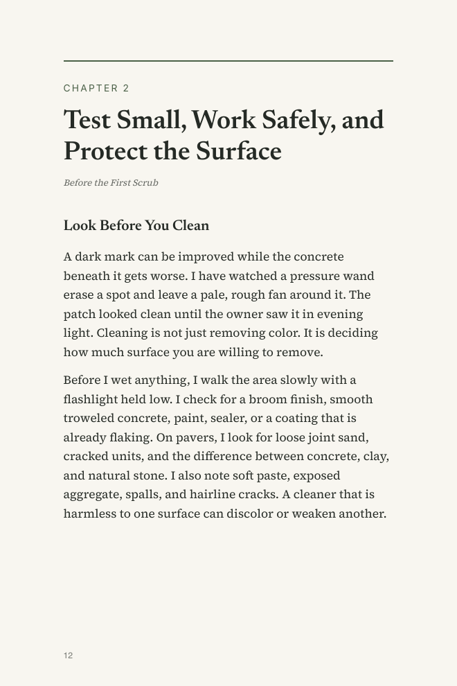 Page 12 — Test Small, Work Safely, and Protect the Surface